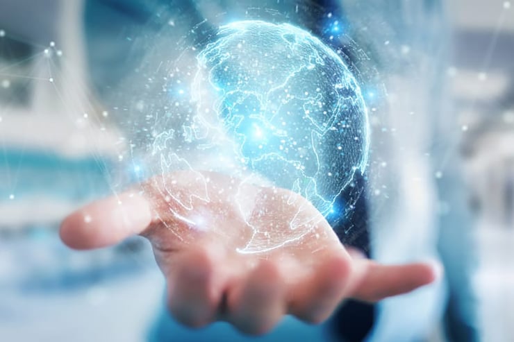 Businessman-using-globe-network-hologram-with-america-usa-map-3d-rendering